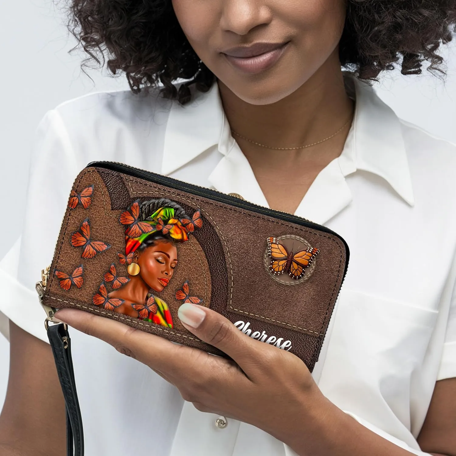 Personalized Leather Handbag For Black African Women – Matching Purse and Wallet Set – Mother's Day Gifts for Melanin Woman
