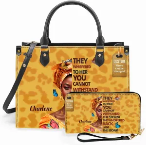 Personalized Leather Handbag For Black African Women – Matching Purse and Wallet Set – Mother's Day Gifts for Melanin Woman