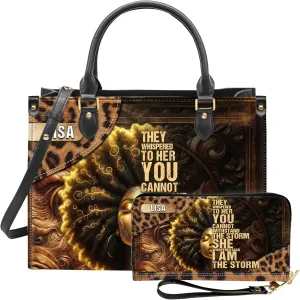 Personalized Leather Handbag For Black African Women – Matching Purse and Wallet Set – Mother's Day Gifts for Melanin Woman