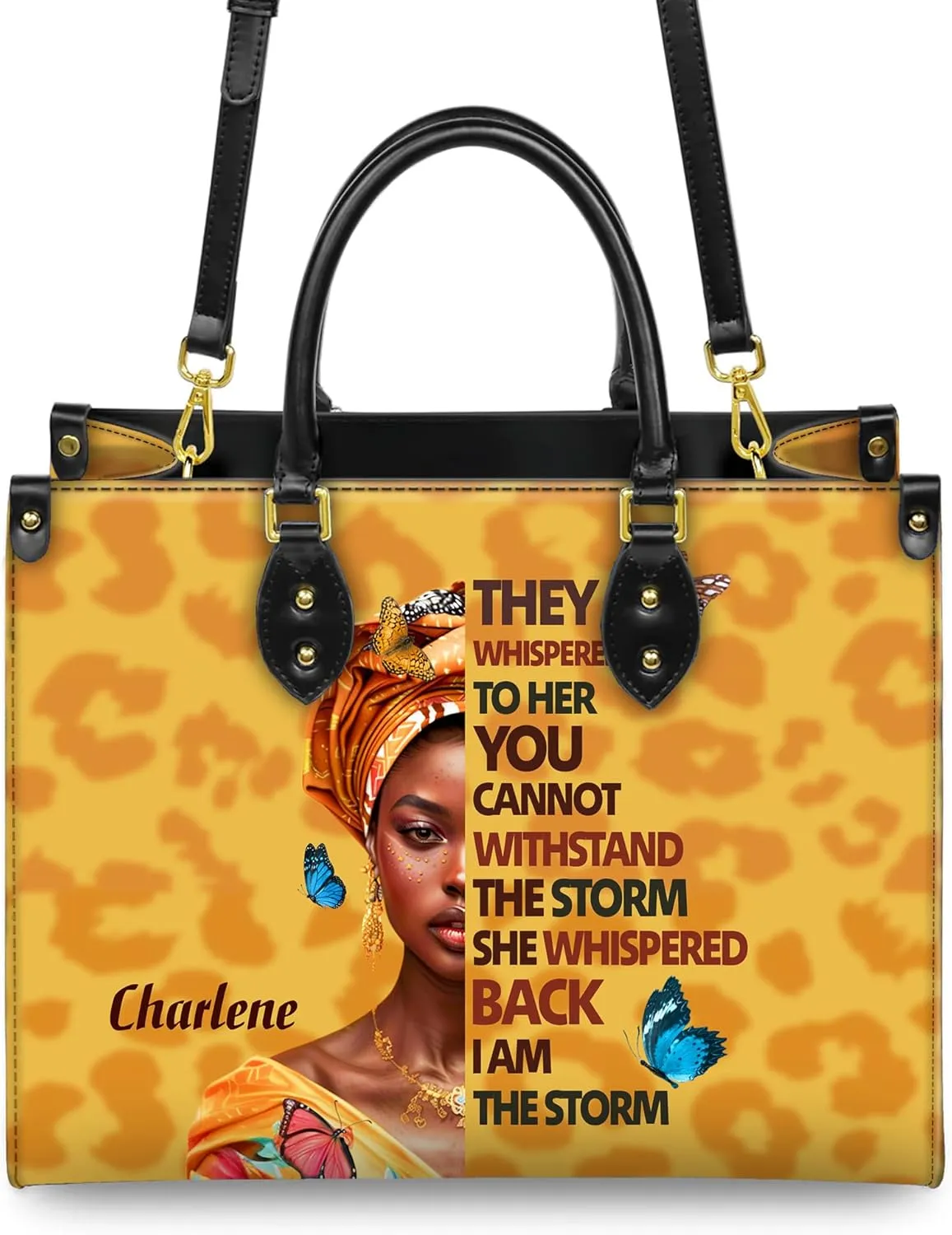 Personalized Leather Handbag For Black African Women – Matching Purse and Wallet Set – Mother's Day Gifts for Melanin Woman