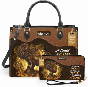 Personalized Leather Handbag For Black African Women – Matching Purse and Wallet Set – Mother's Day Gifts for Melanin Woman