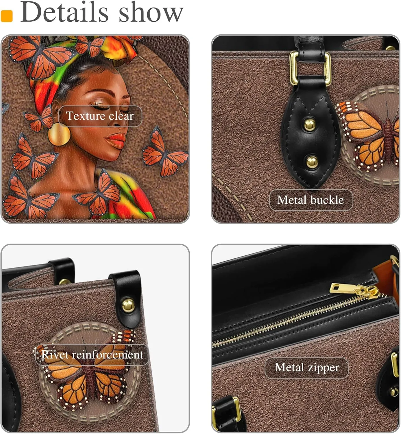 Personalized Leather Handbag For Black African Women – Matching Purse and Wallet Set – Mother's Day Gifts for Melanin Woman