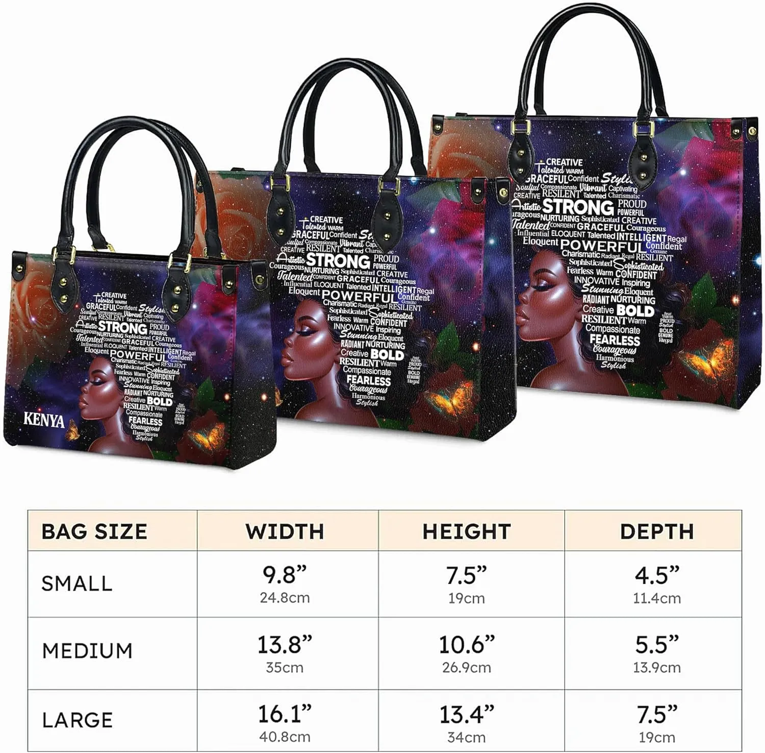 Personalized Leather Handbag with Zipper for African American Woman, Custom Purses Gift For Black Women, Mother's Day Gift