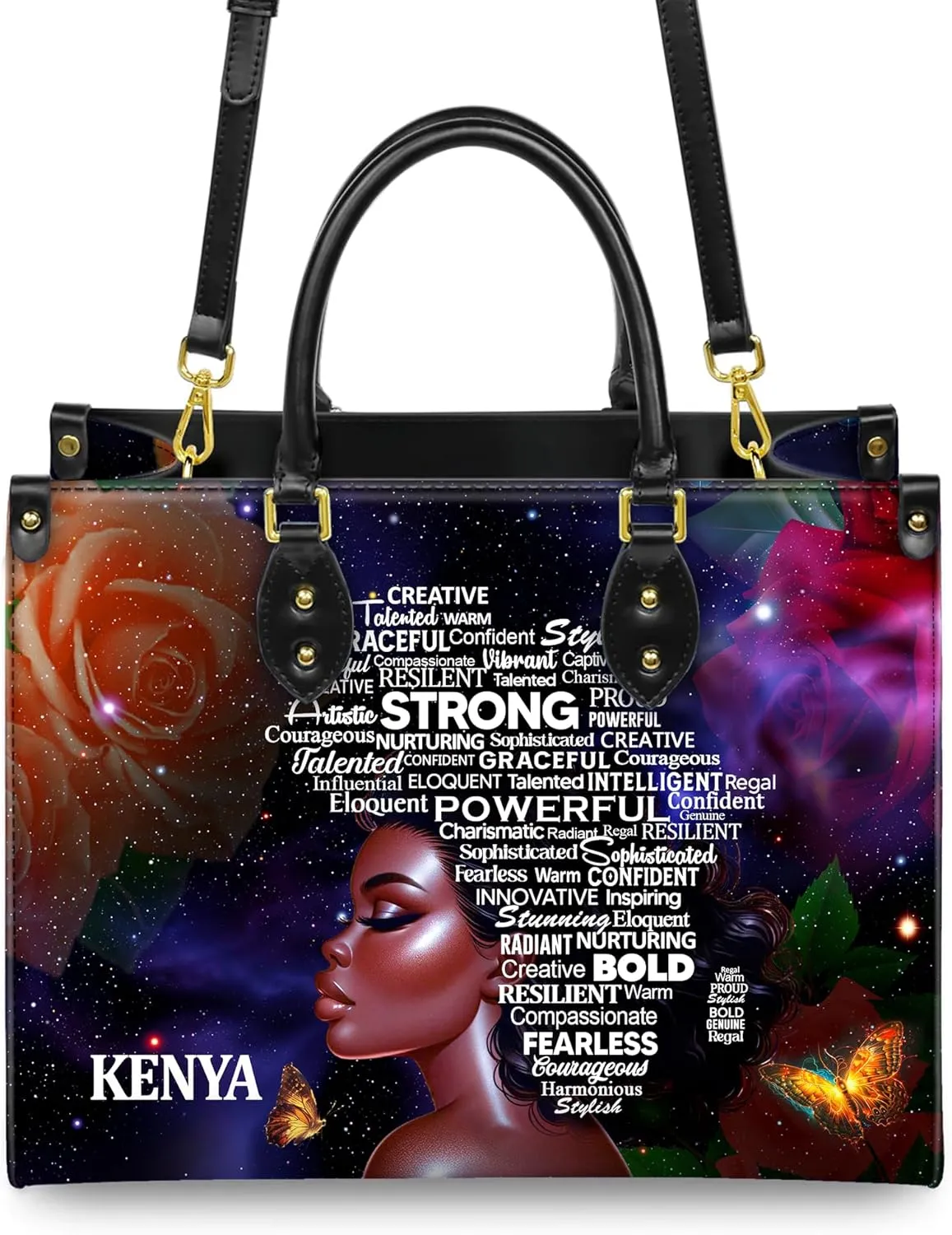 Personalized Leather Handbag with Zipper for African American Woman, Custom Purses Gift For Black Women, Mother's Day Gift
