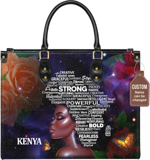 Personalized Leather Handbag with Zipper for African American Woman, Custom Purses Gift For Black Women, Mother's Day Gift