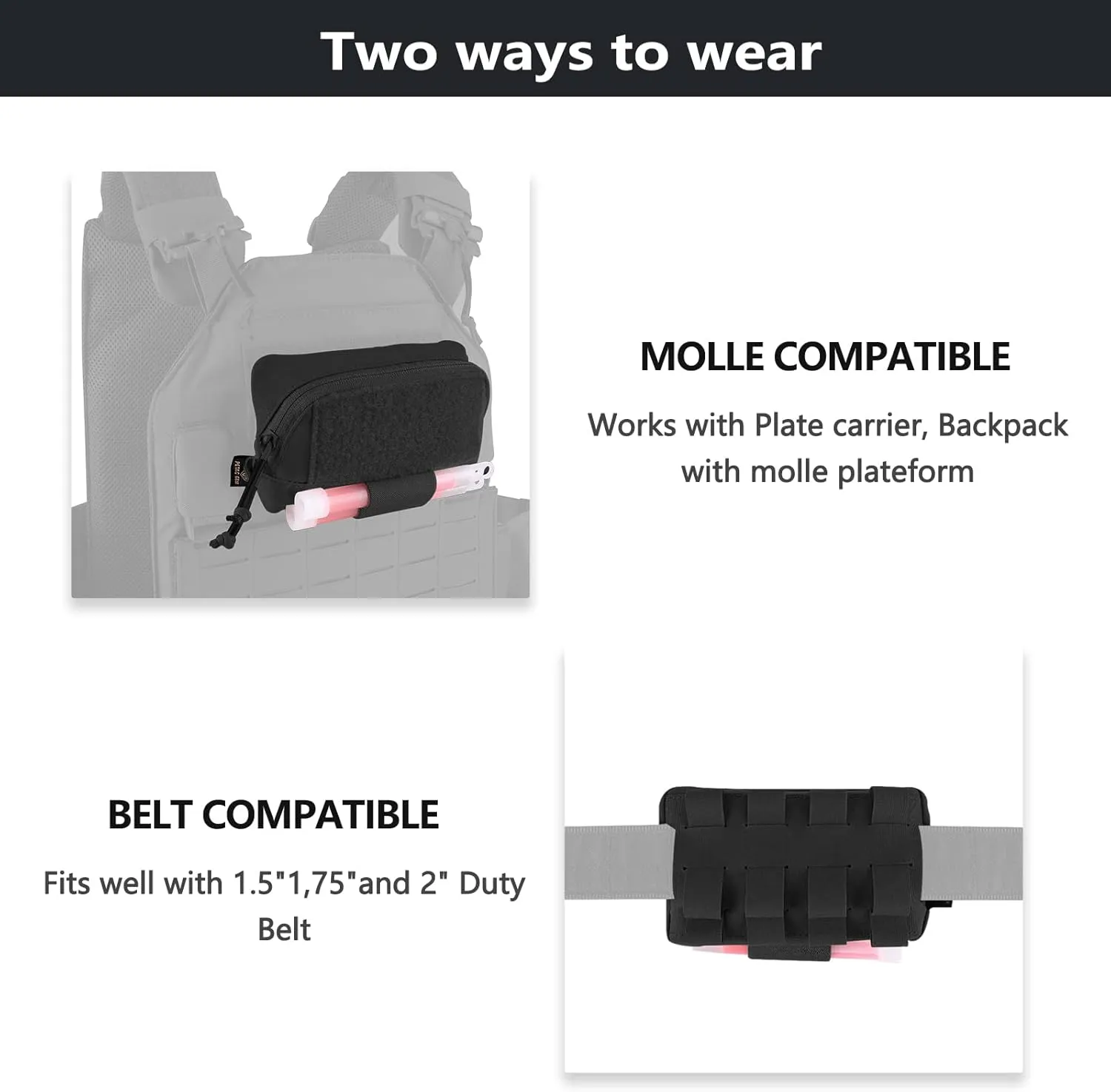 PETAC GEAR Tactical Molle Admin Pouch, Small Organizer Pocket for Tactical Vest/EDC Gun Belt/molle Platform.