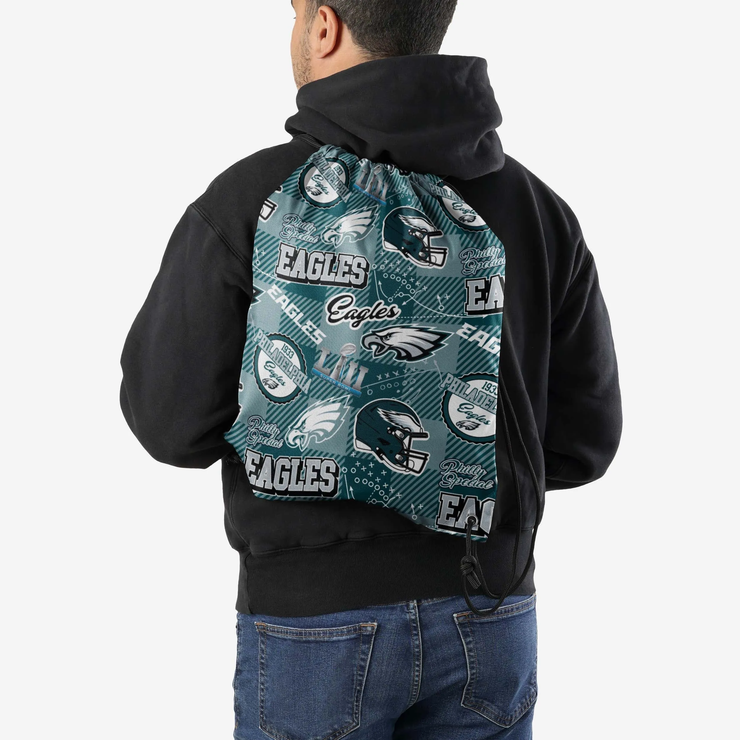 Philadelphia Eagles Thematic Repeat Print Drawstring Backpack