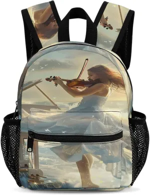 Piano Sea Backpack Cute Laptop Bag Mini Shoulder Bags Travel Casual Daypacks 13 Inch