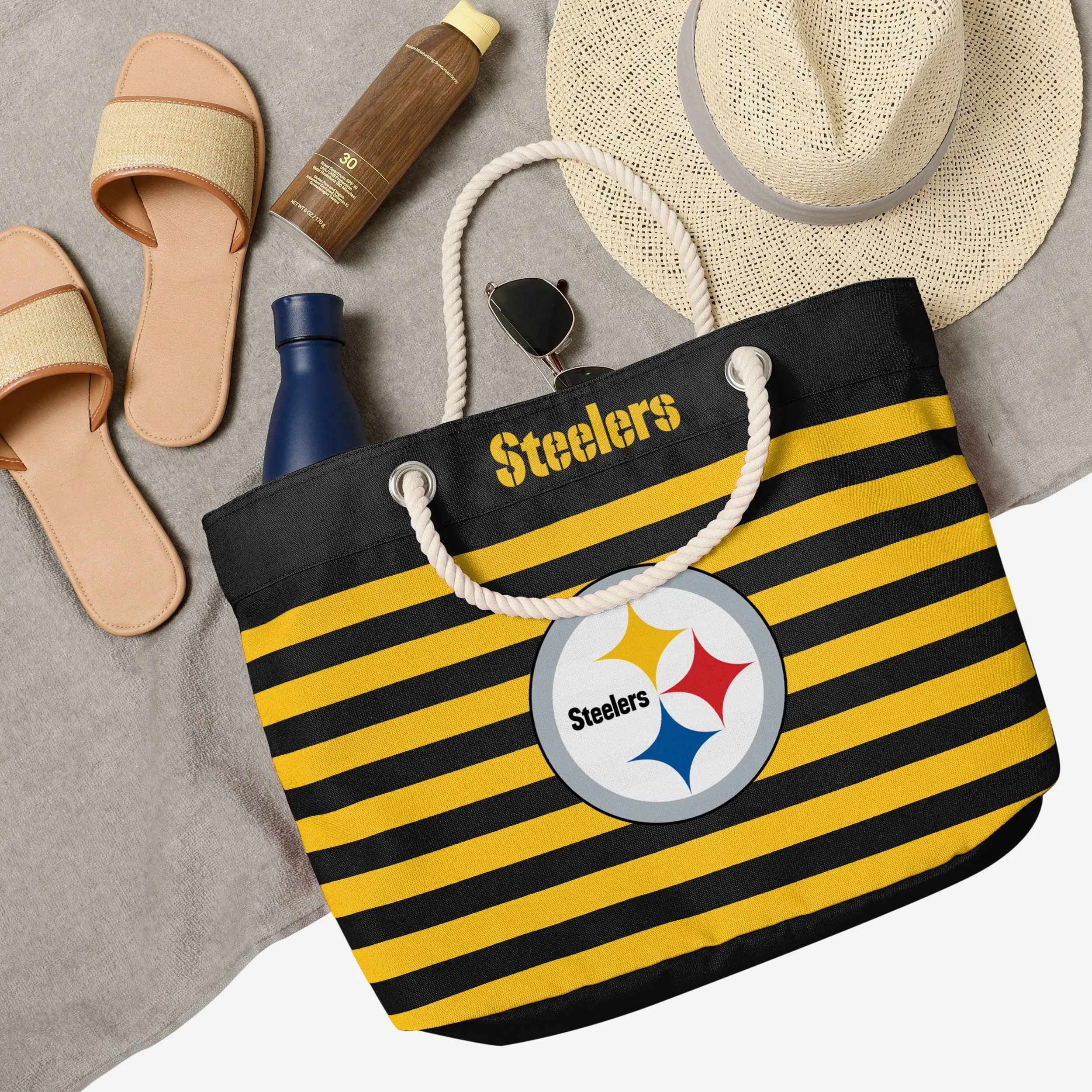 Pittsburgh Steelers Nautical Stripe Tote Bag