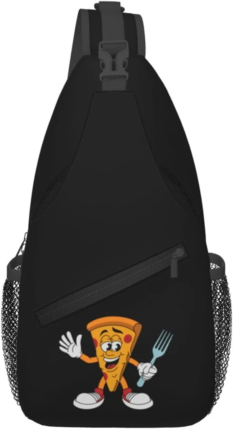 Pizza With A Fork In Hand Crossbody Bags For Women Men Chest Backpack Gym Shoulder Bag Travel Outdoor Sports Casual Crossbody Bags