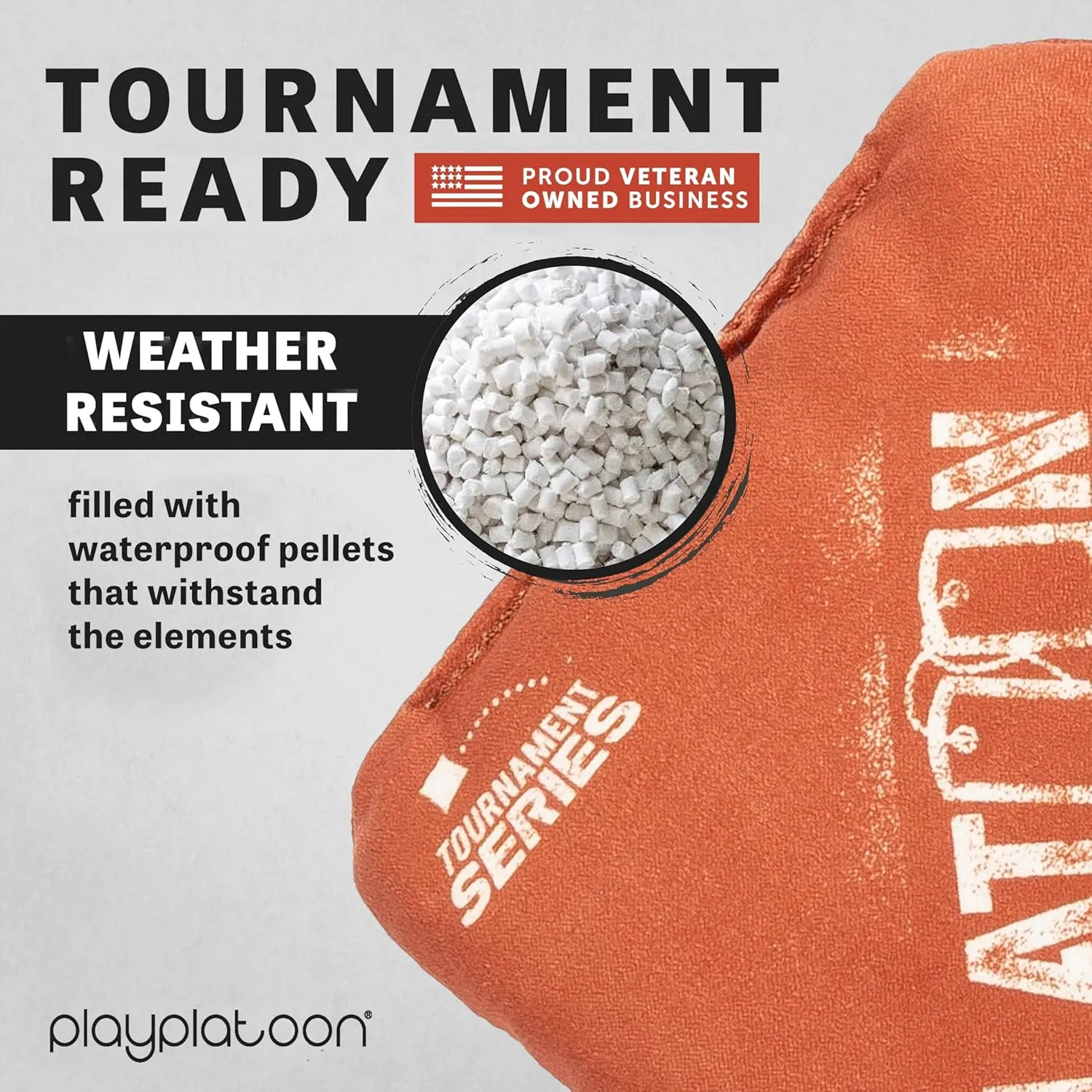 Play Platoon Tournament Series Cornhole Bags - Pro Style Dual Sided Slick and Sticky Side Bags - Set of 8 - Designed in USA