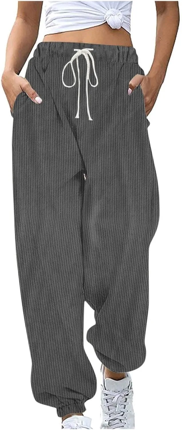 Plus Size Joggers Pants for Women Soft Lounge Sweatpants Casual Loose Comfy Pajama Drawstring Pant with Pocket