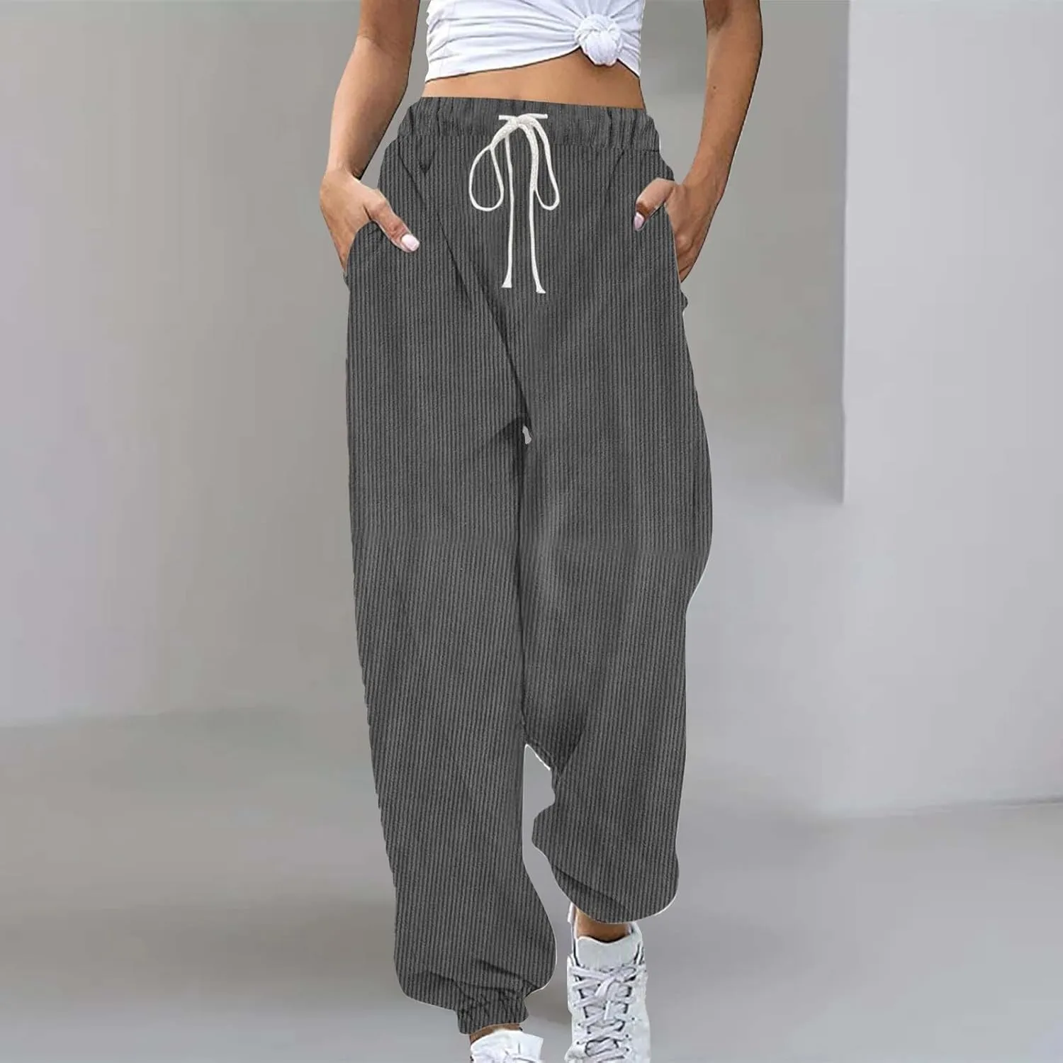 Plus Size Joggers Pants for Women Soft Lounge Sweatpants Casual Loose Comfy Pajama Drawstring Pant with Pocket