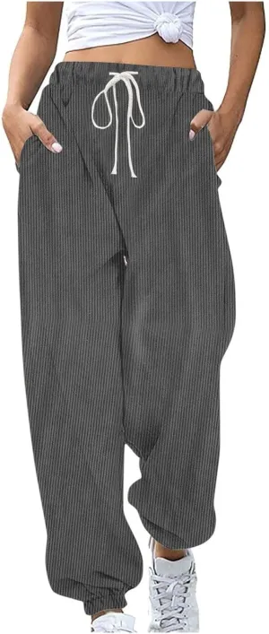 Plus Size Joggers Pants for Women Soft Lounge Sweatpants Casual Loose Comfy Pajama Drawstring Pant with Pocket