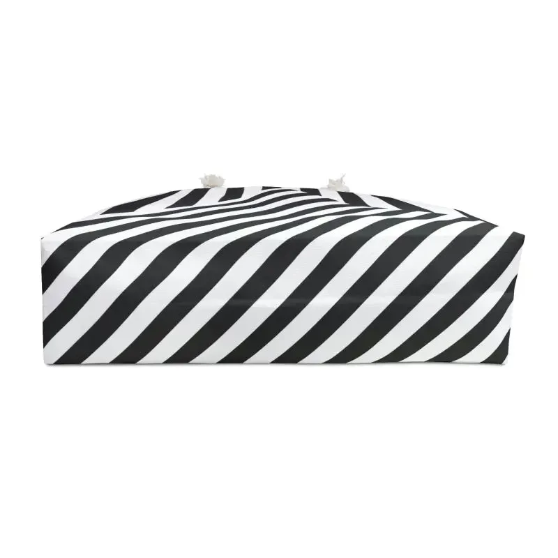 Polyester Weekender Bag Black and White Striped Pattern