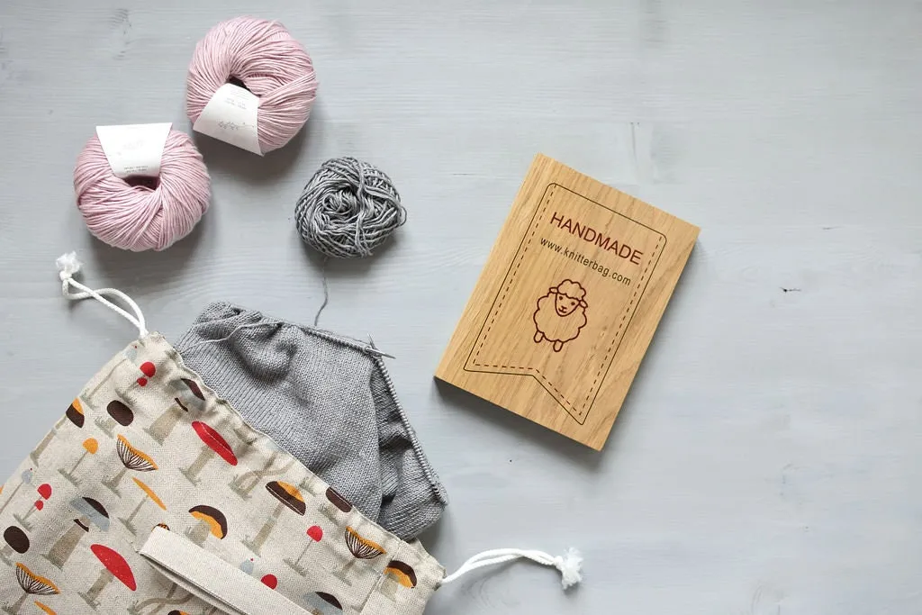 Poppy Drawstring Knitting Project Bag. Large. Summer Flowers collection. Special KnitterBag design.