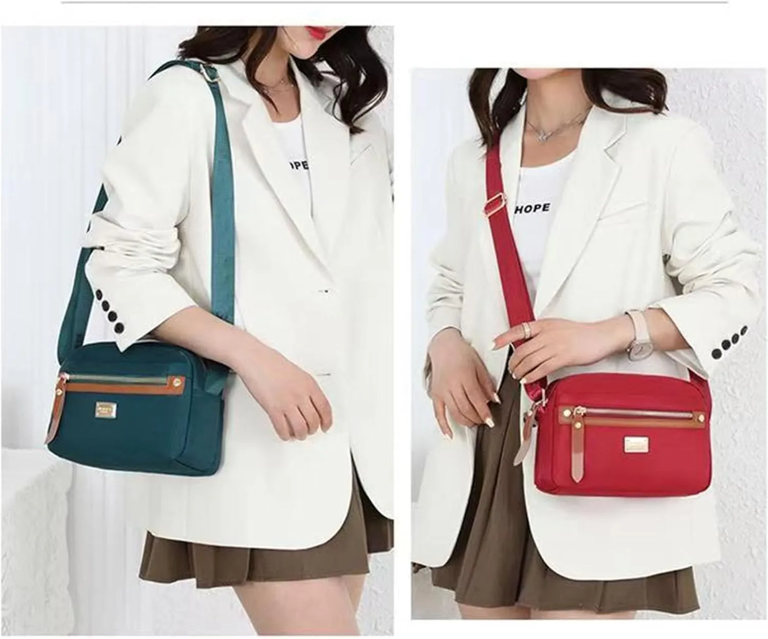 Popularate Nylon Crossbody Bag, Popularate Waterproof Nylon Crossbody Bag Secure Zipper with Multi Pockets