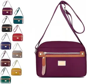 Popularate Nylon Crossbody Bag, Popularate Waterproof Nylon Crossbody Bag with Zipper and Multi Pockets for Women