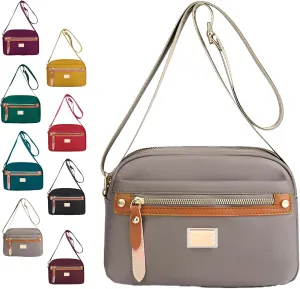 Popularate Nylon Crossbody Bag, Waterproof Shoulder Purse With Zippers, Women'S Waterproof Satchel