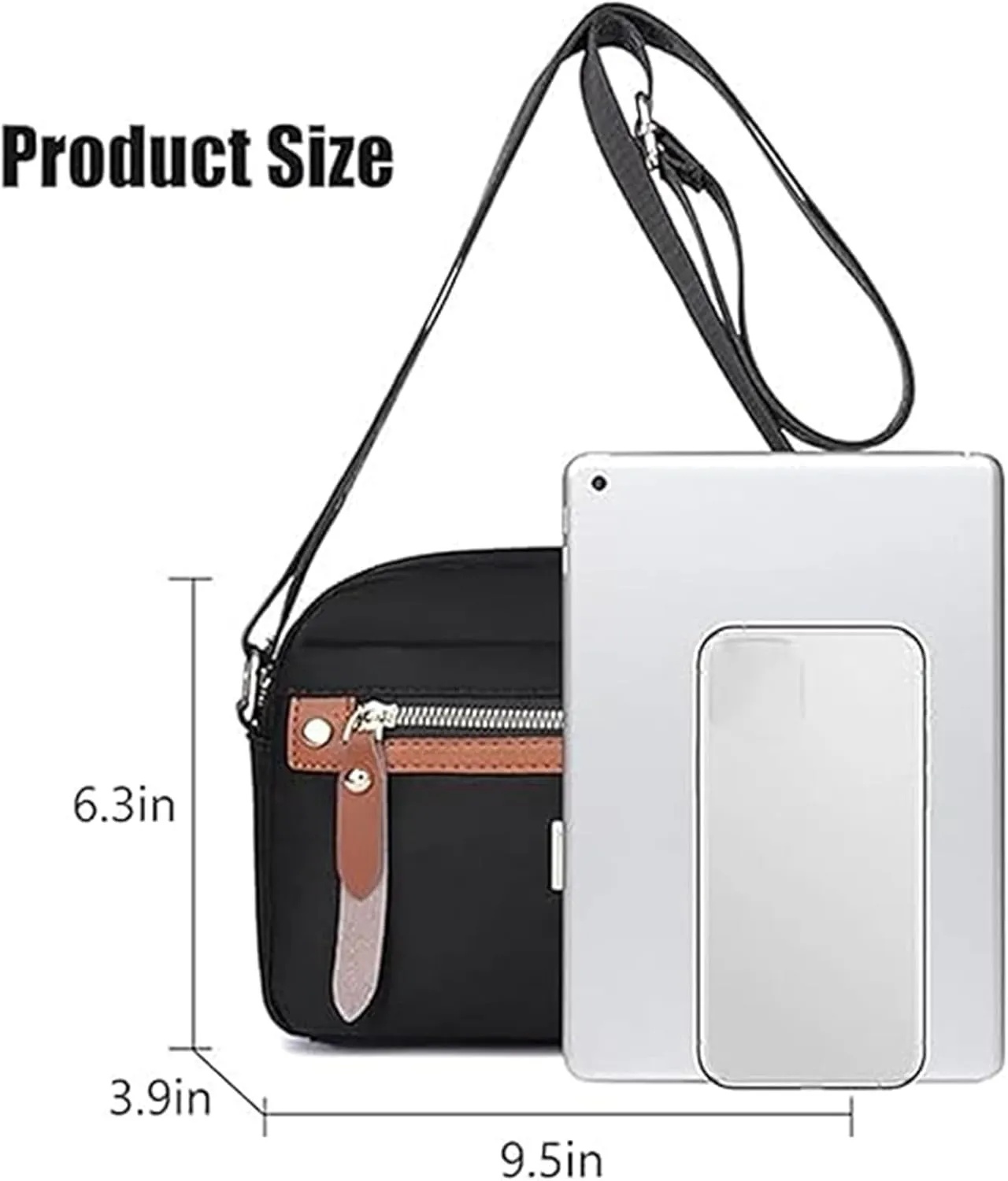 Popularate Nylon Crossbody Bag, Waterproof Shoulder Purse With Zippers, Women'S Waterproof Satchel