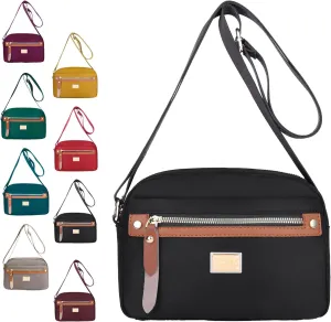 Popularate Nylon Crossbody Bag, Waterproof Shoulder Purse With Zippers, Women'S Waterproof Satchel