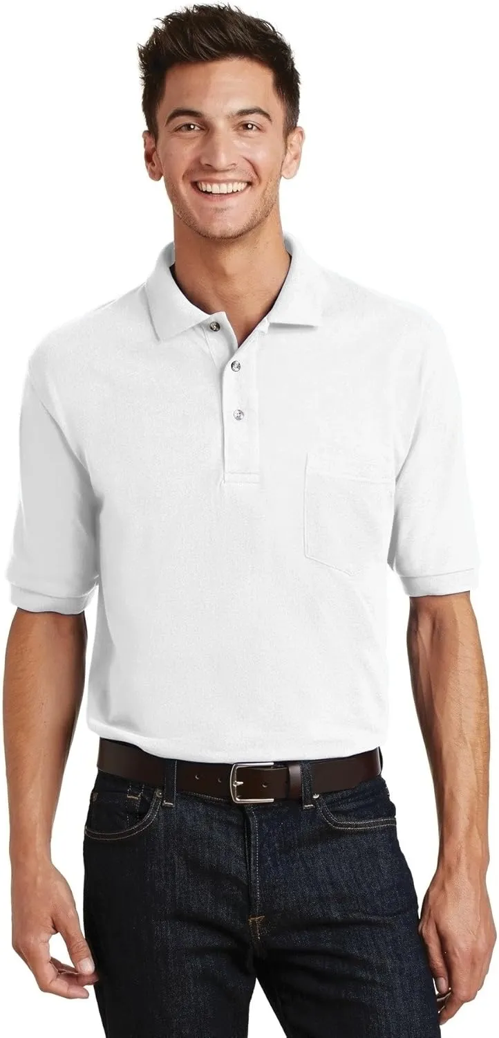 Port Authority Heavyweight Cotton Pique Polo with Pocket