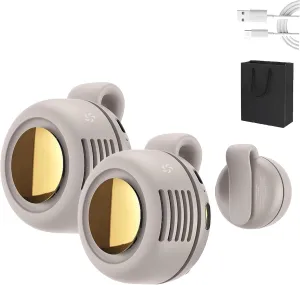 Portable Silent Mini Bladeless Electric Fan, Mini Bladeless Fan Clip on with Adjustable 3-Speed & 360° Rotatable Clips, Suitable For Outdoor & Travel & Office, Travel Accessories, Gift (2Pcs White)