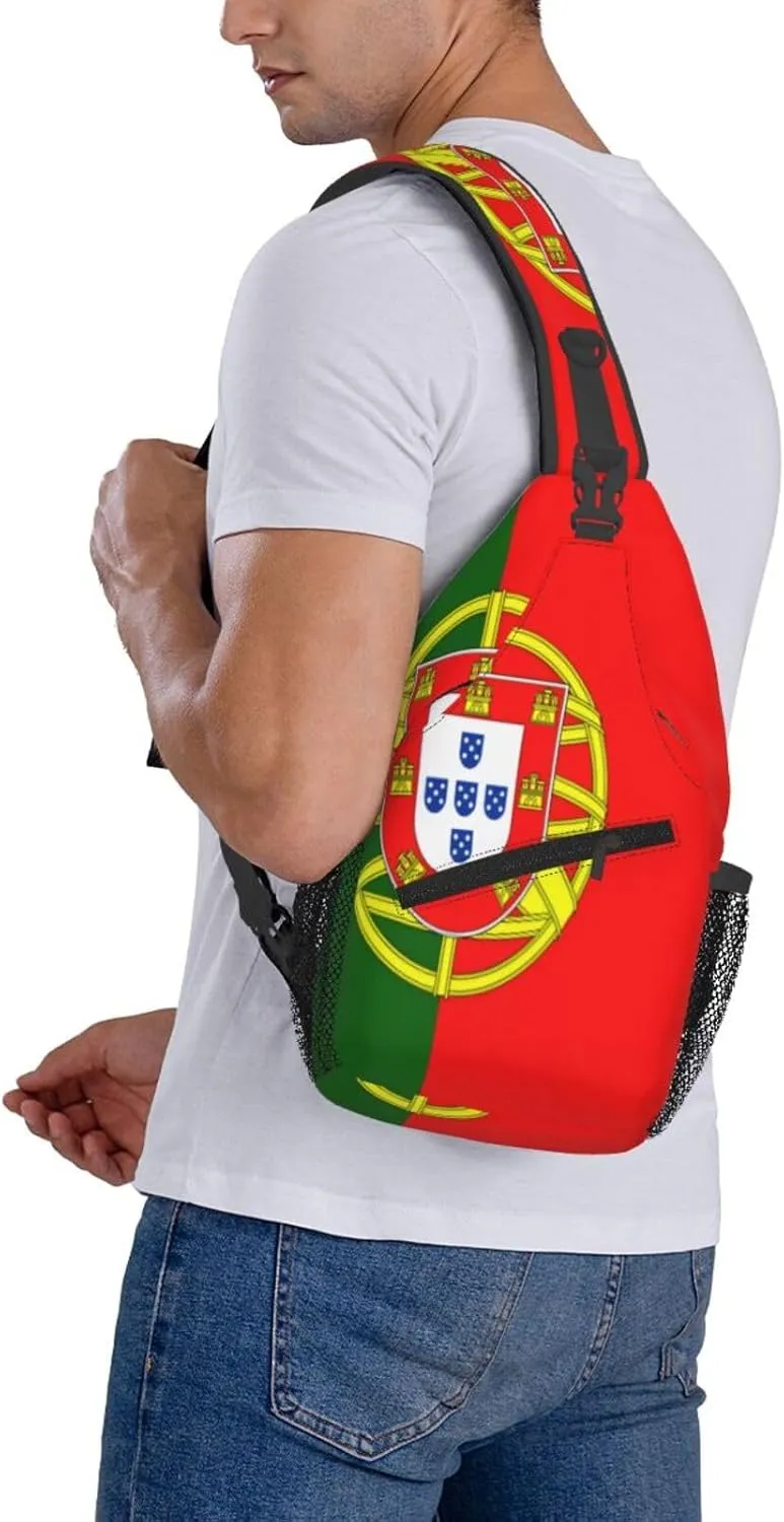 Portuguese flag Men's And Women's Small Crossbody Bags Chest Bags Daily Bags Are Suitable For Outdoor Hiking Trips