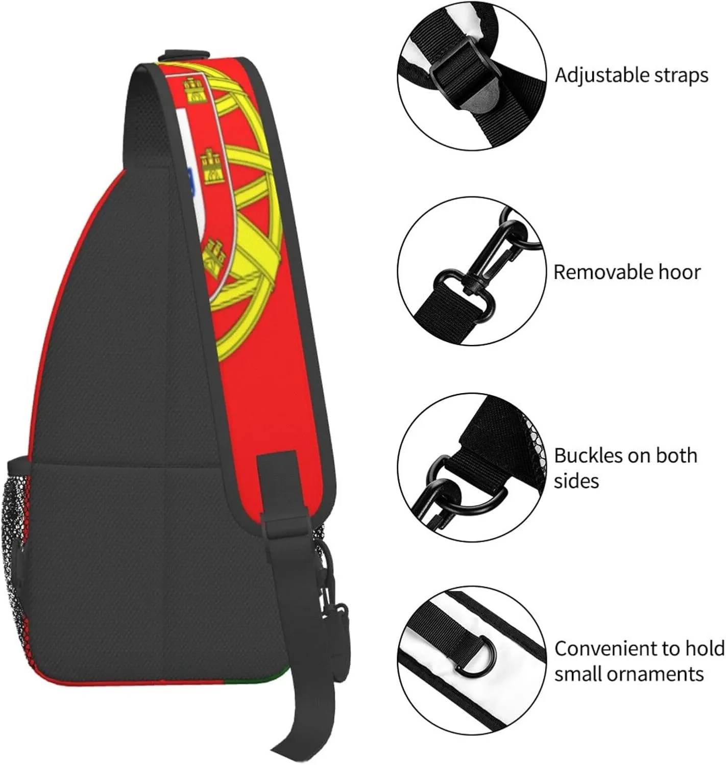 Portuguese flag Men's And Women's Small Crossbody Bags Chest Bags Daily Bags Are Suitable For Outdoor Hiking Trips