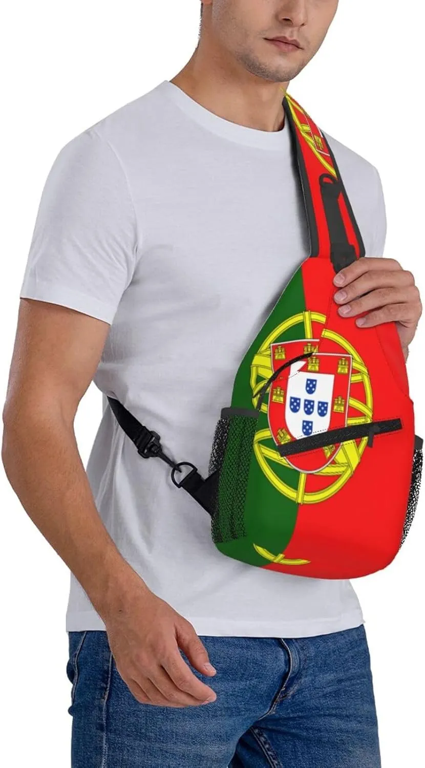 Portuguese flag Men's And Women's Small Crossbody Bags Chest Bags Daily Bags Are Suitable For Outdoor Hiking Trips