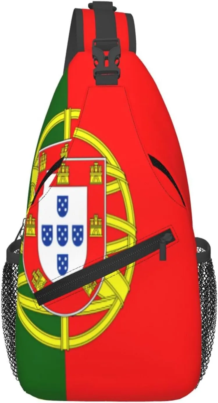 Portuguese flag Men's And Women's Small Crossbody Bags Chest Bags Daily Bags Are Suitable For Outdoor Hiking Trips