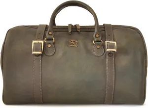 Pratesi Leather, Leather Bag Travel bag Perito Moreno in cow leather - Bruce Dark Green