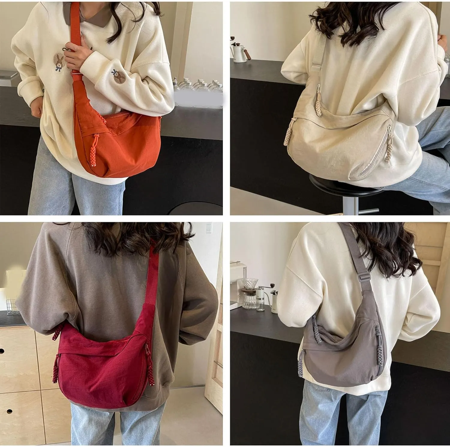 Preferable Crossbody Bag, Regularlyk Crossbody Bag, Womens Solid Color Lightweight Casual Nylon Bags Limorence Sling Bags