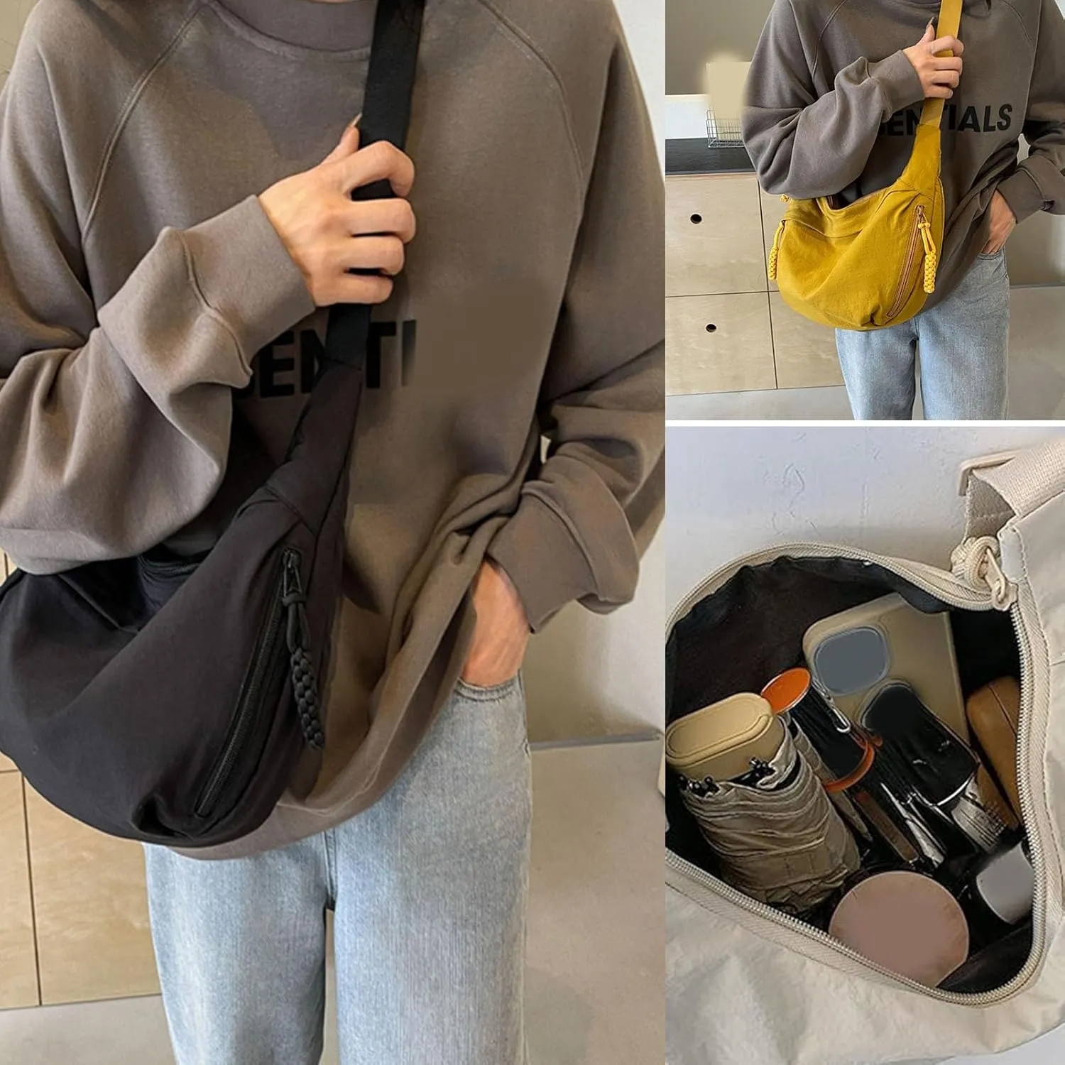 Preferable Crossbody Bag, Regularlyk Crossbody Bag, Womens Solid Color Lightweight Casual Nylon Bags Limorence Sling Bags