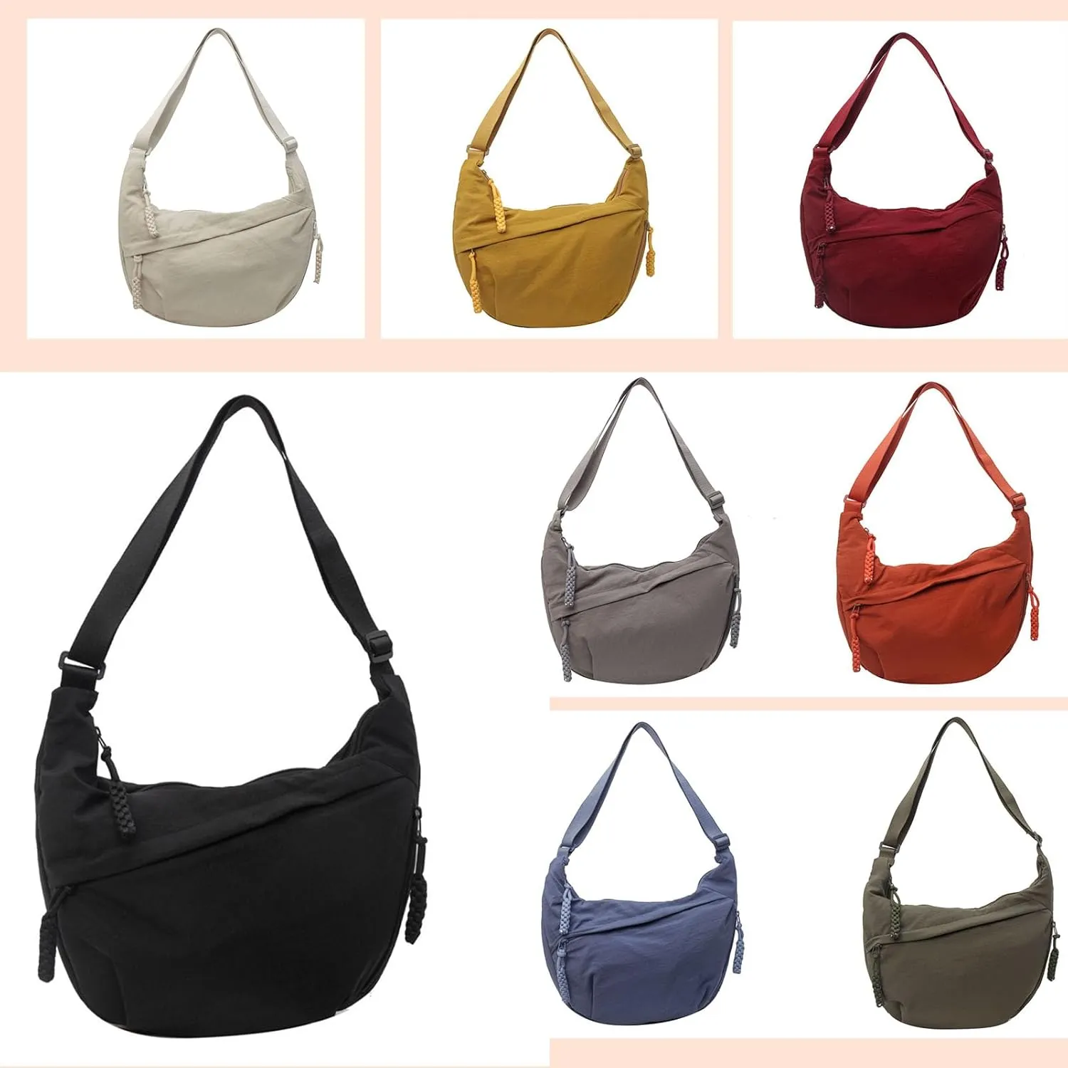 Preferable Crossbody Bag, Regularlyk Crossbody Bag, Womens Solid Color Lightweight Casual Nylon Bags Limorence Sling Bags