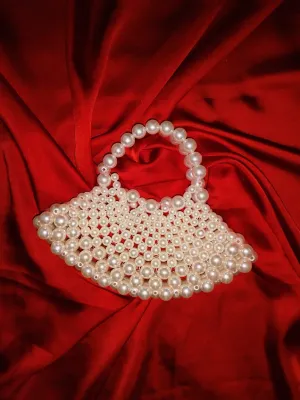 Premium Handmade Off-White Beaded Bag