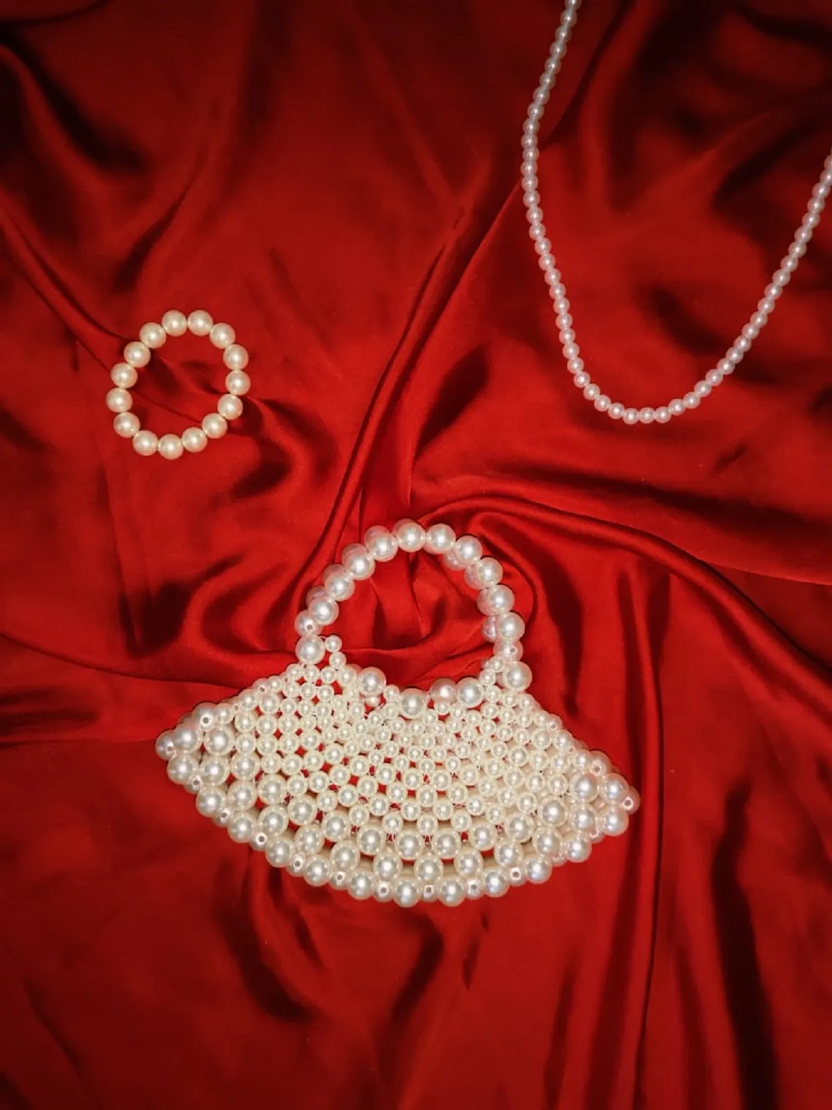 Premium Handmade Off-White Beaded Bag