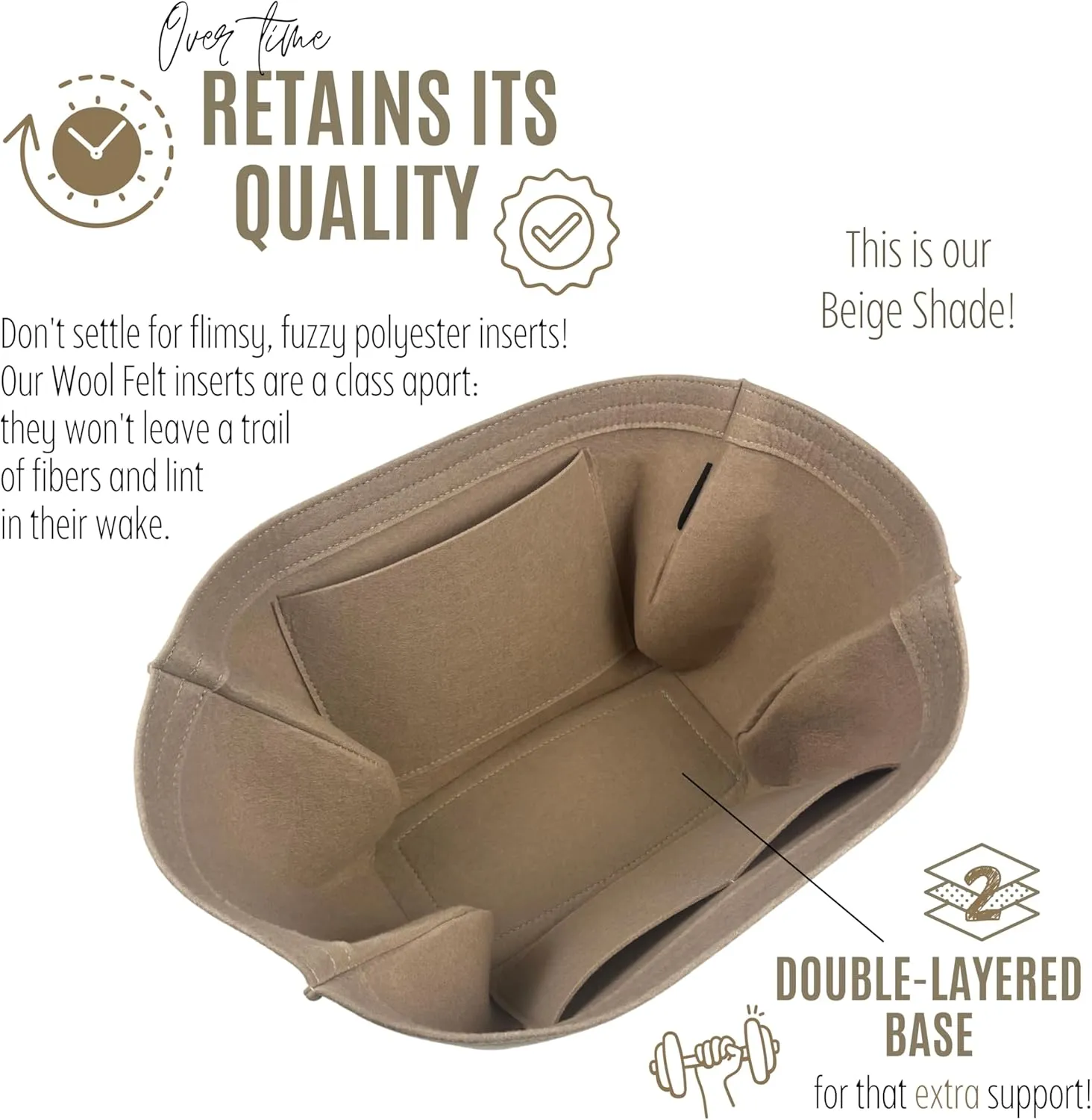Premium Purse Organizer compatible with Cyme Bag Organizer - Handmade Tote Bag Insert 2mm Felt, Perfect Fit for Mini/Large Tote, Snug Sturdy (Brown, For Mini Cym*)