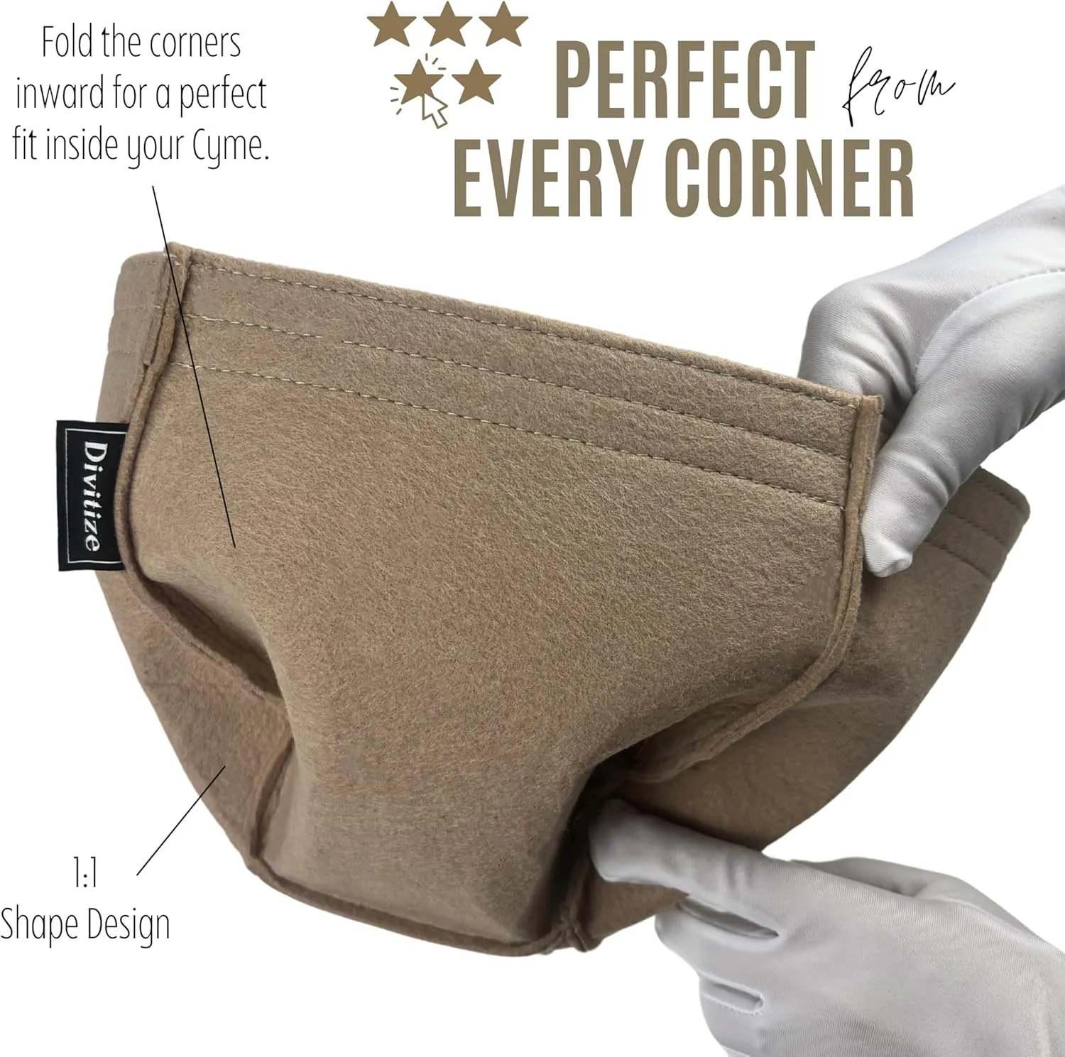 Premium Purse Organizer compatible with Cyme Bag Organizer - Handmade Tote Bag Insert 2mm Felt, Perfect Fit for Mini/Large Tote, Snug Sturdy (Brown, For Mini Cym*)