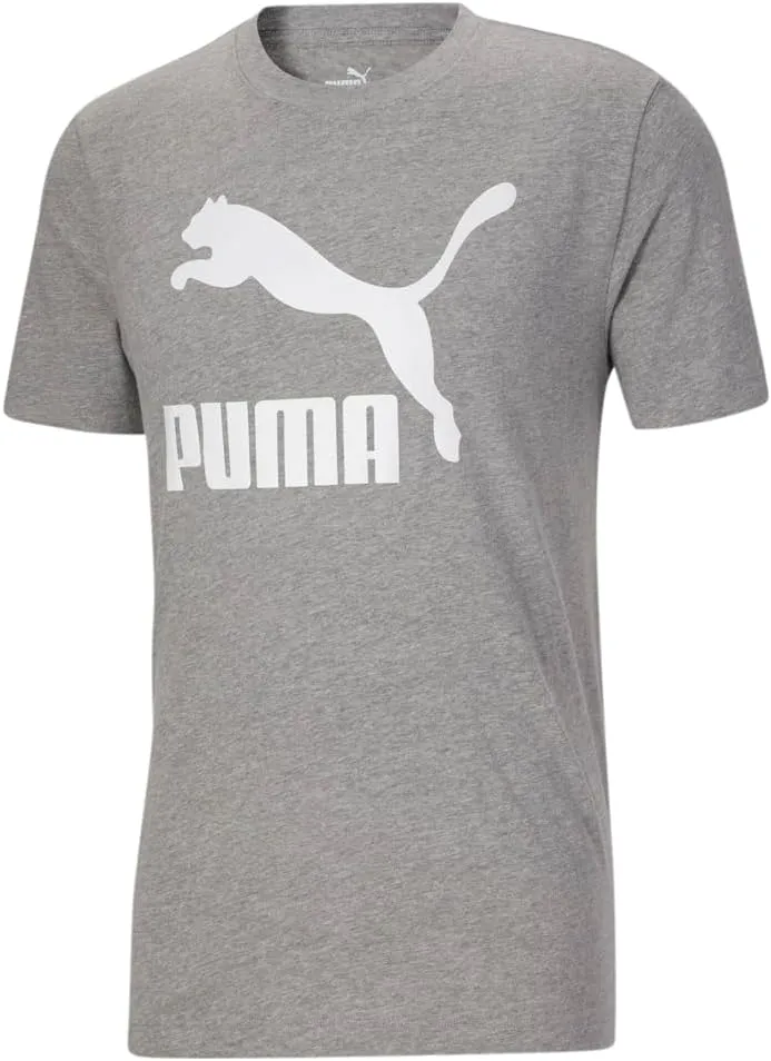 PUMA Mens Classics Logo Crew Neck Short Sleeve Casual Tops Casual - Grey - Size XL