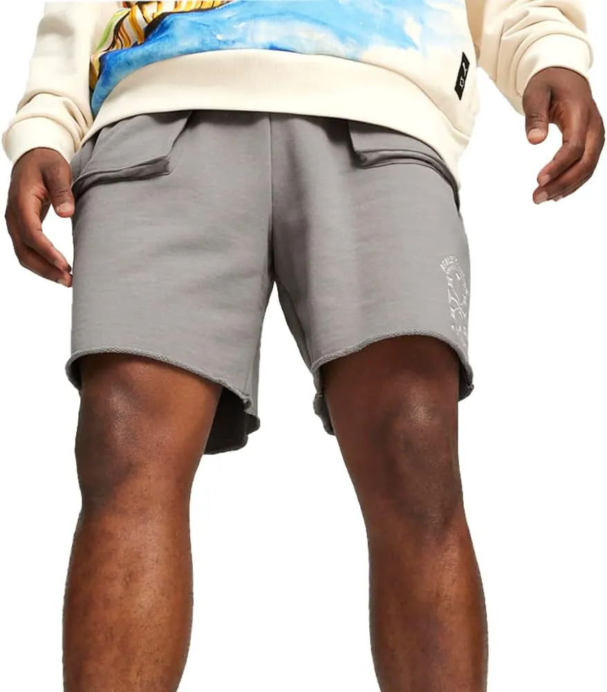 PUMA Mens Showtime Terry Shorts Casual Bottoms Casual - Grey - Size L