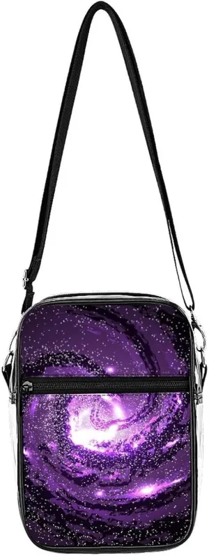 Purple Galaxies Nebulae Cosmos Clear Stadium Crossbody Bag Small Shoulder Purse Adjustable Strap Handbag for Women Men