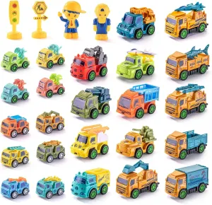 Push Pull Car 28pcs Baby Mini Pull Back Cars Set - Fun Toy Cars with Pull Back Action for Christmas, Halloween, Easter, Birthday Party, Suitable Child3-8  Gift