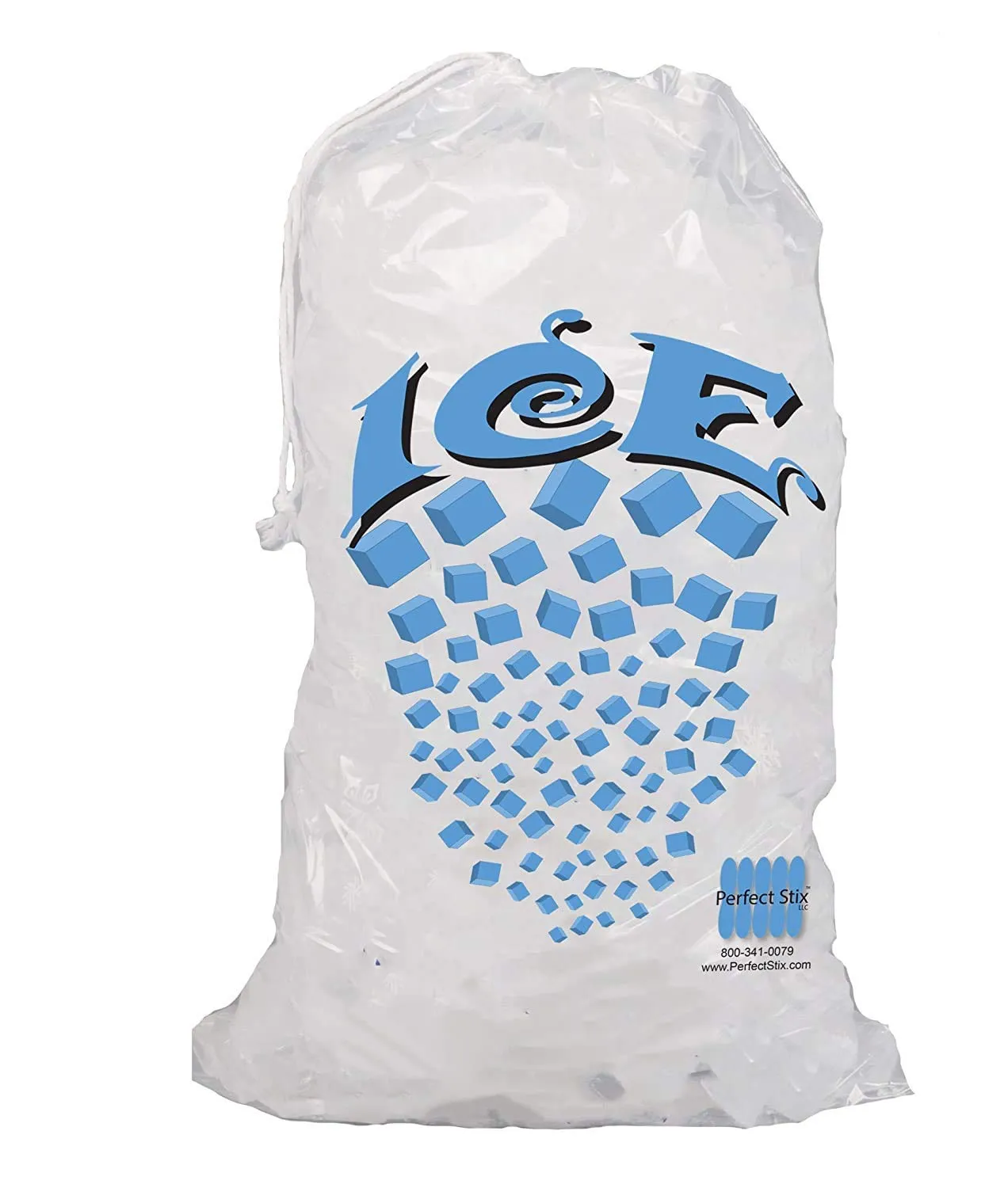 PW Icebags-DS-100ct 10lb Ice Bags with Drawstring-100ct