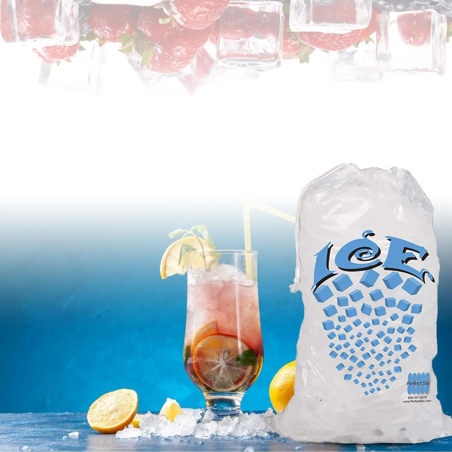 PW Icebags-DS-100ct 10lb Ice Bags with Drawstring-100ct