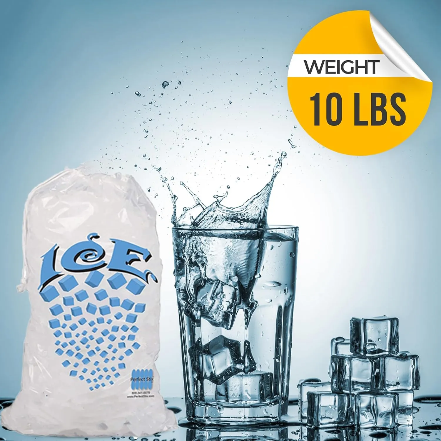 PW Icebags-DS-100ct 10lb Ice Bags with Drawstring-100ct