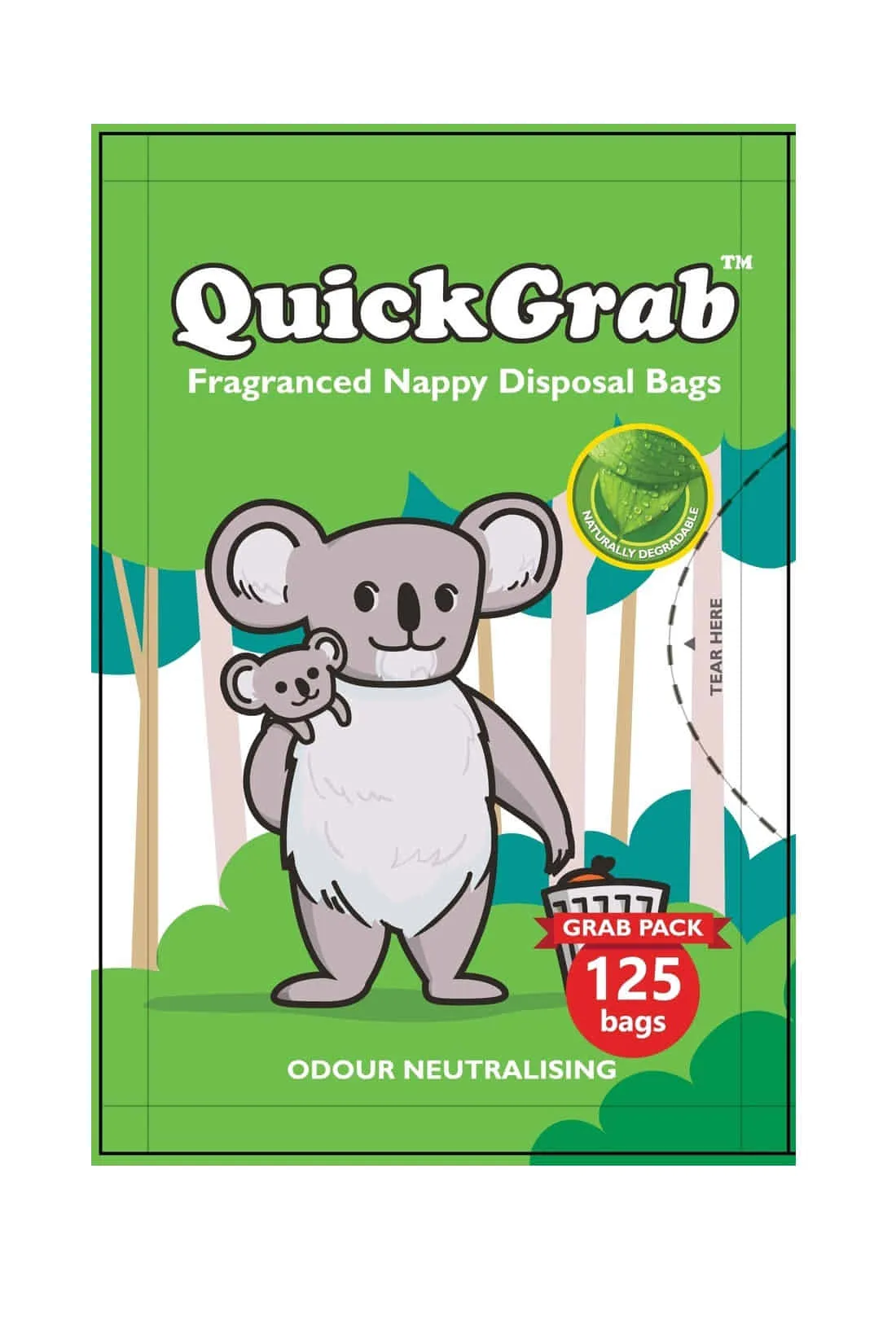 QuickGrab Fraranced Nappy Disposal Bags - 125 Bags