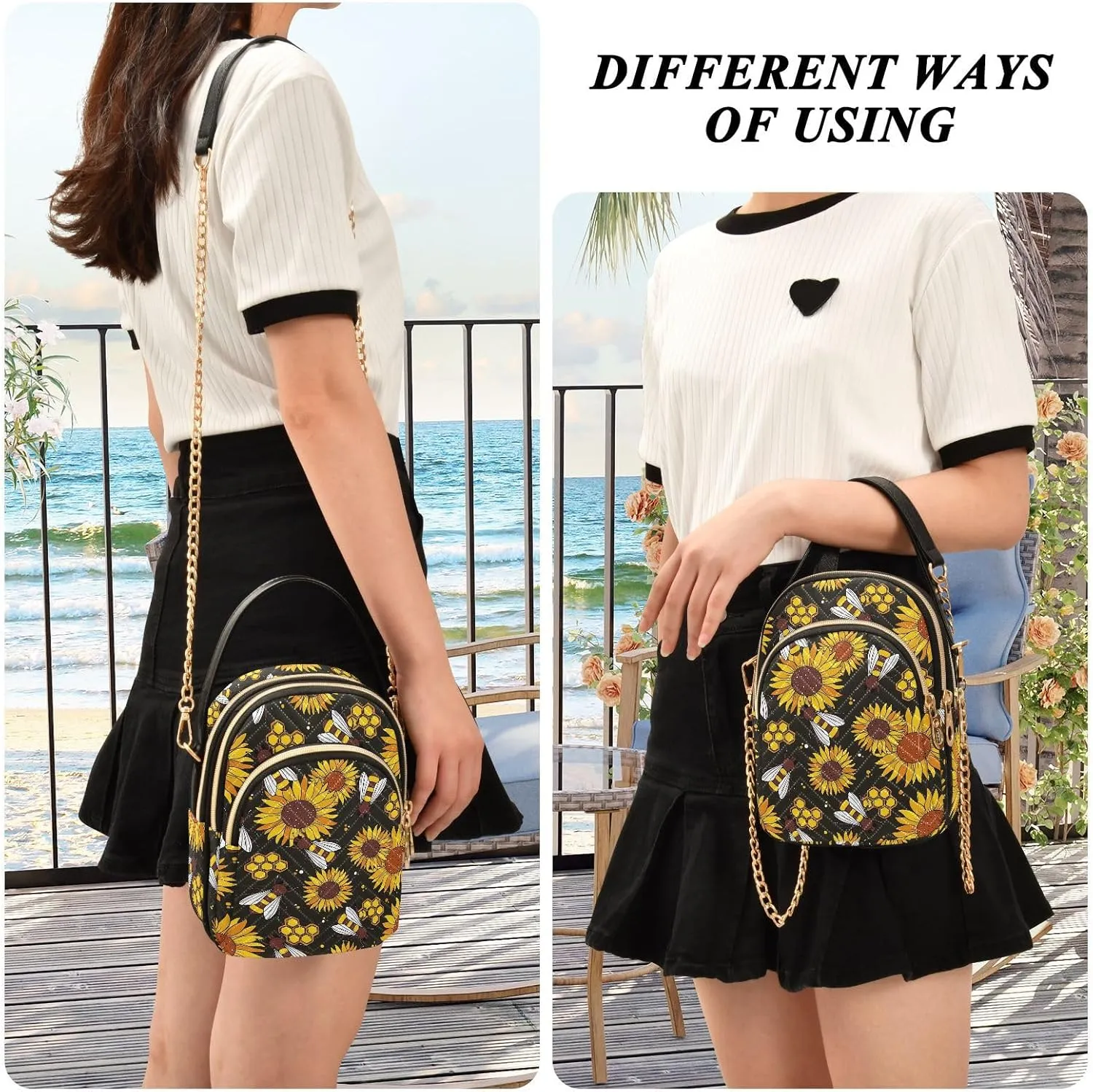 Quilted Crossbody Bags for Women Trendy, Women's Crossbody Handbags Pink Butterfly Travel Cell Phone Purses Bags