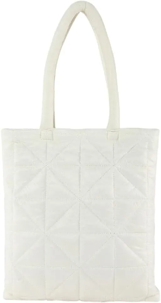 Quilted Tote Bags for Women Lightweight Padding Down Cotton Shoulder Bag Padded Large Handbag Top Handle Purse