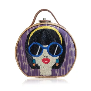 "Suyen" Purple Tinalak Embroidered Rattan Tote
